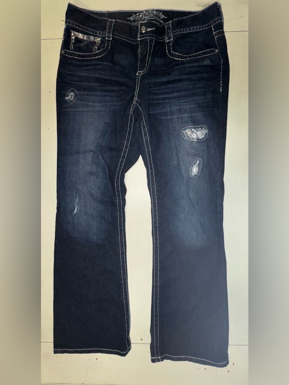 Maurices Light Blue Embroidered Boot Cut Jeans